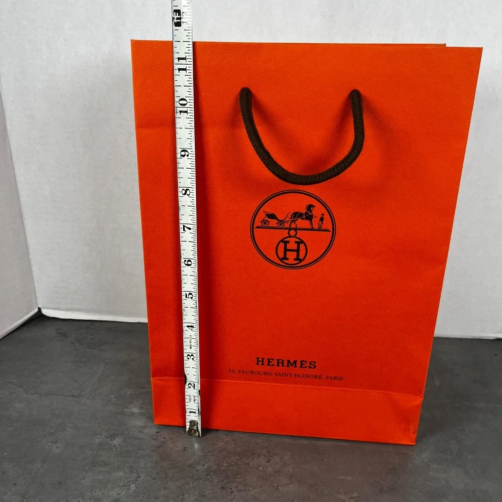 Hermes Paris Orange Paper Shopping Bag Small Medium Boutique Gift Bag 11.25x8.25
